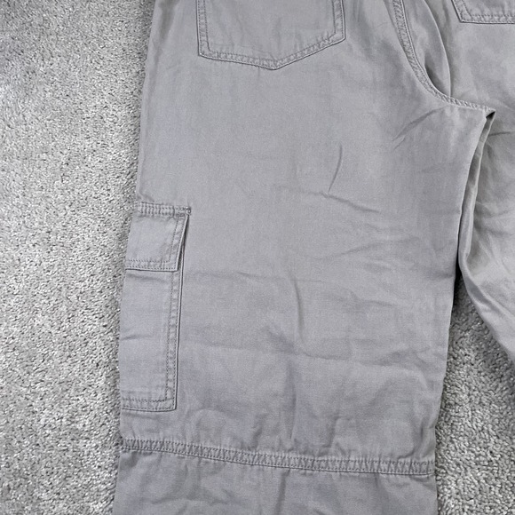 Aeropostale Pants Womens Medium Short Grey Canvas Utility Cargo Wide Leg Baggy - Picture 14 of 16